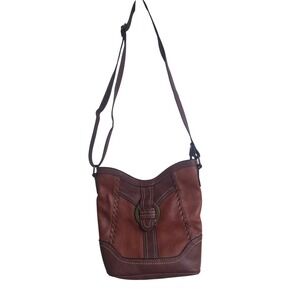 Born Concept B.O.C Women's Brown Vinyl  Adjussble Crossbody Shoulder Bag